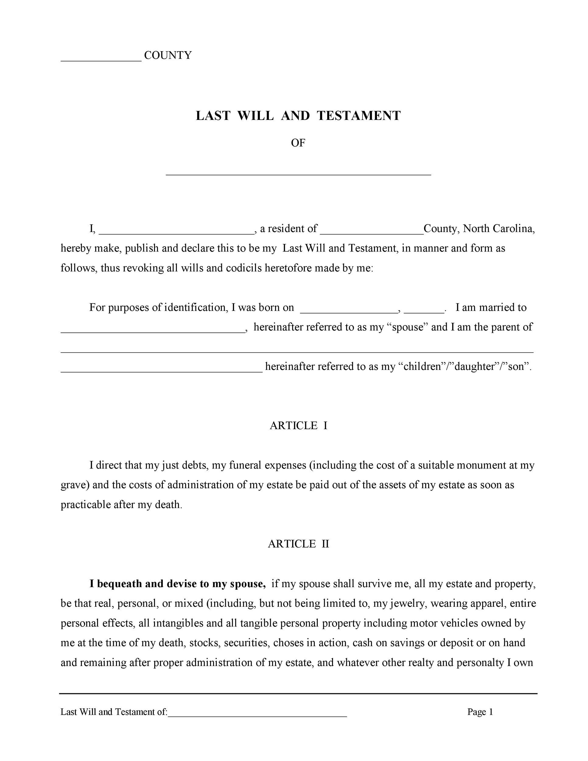 39 Last Will And Testament Forms &amp;amp; Templates ᐅ Templatelab inside Printable Simple Will Forms To Print