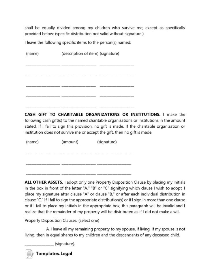 Printable Alabama Blank Will Forms
