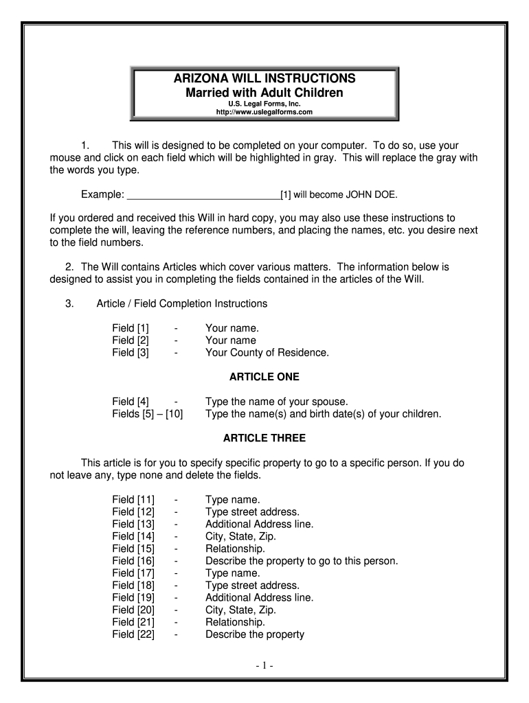 Arizona Mutual Wills Package Of Last Us Legal Forms | Airslate pertaining to Printable Arizona Blank Will Forms