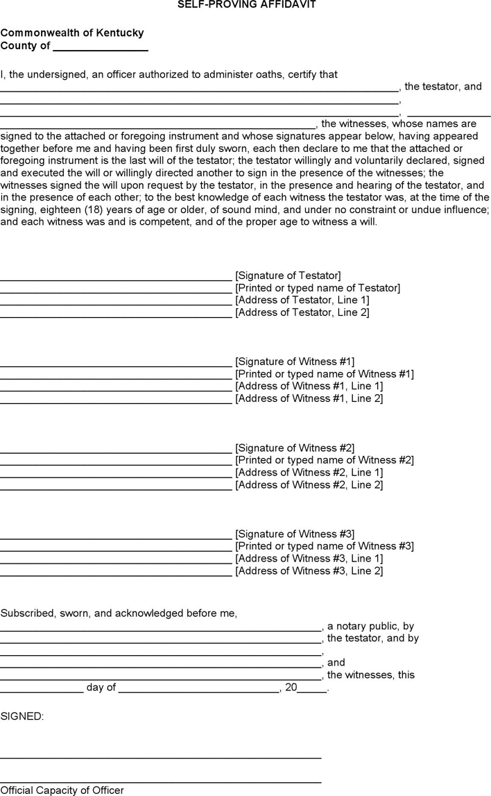 Free Kentucky Last Will And Testament Form - Docx | 97Kb | 4 Page in Printable Kentucky Blank Will Forms