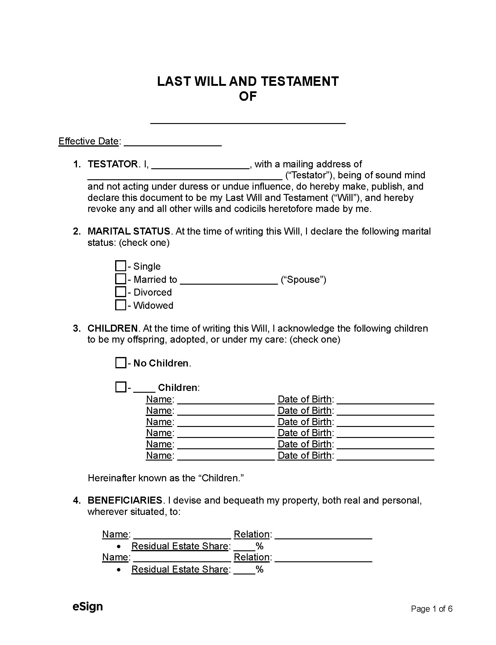 Free Last Will And Testament Template Templates (2) | Pdf | Word within Printable New Jersey Blank Will Forms