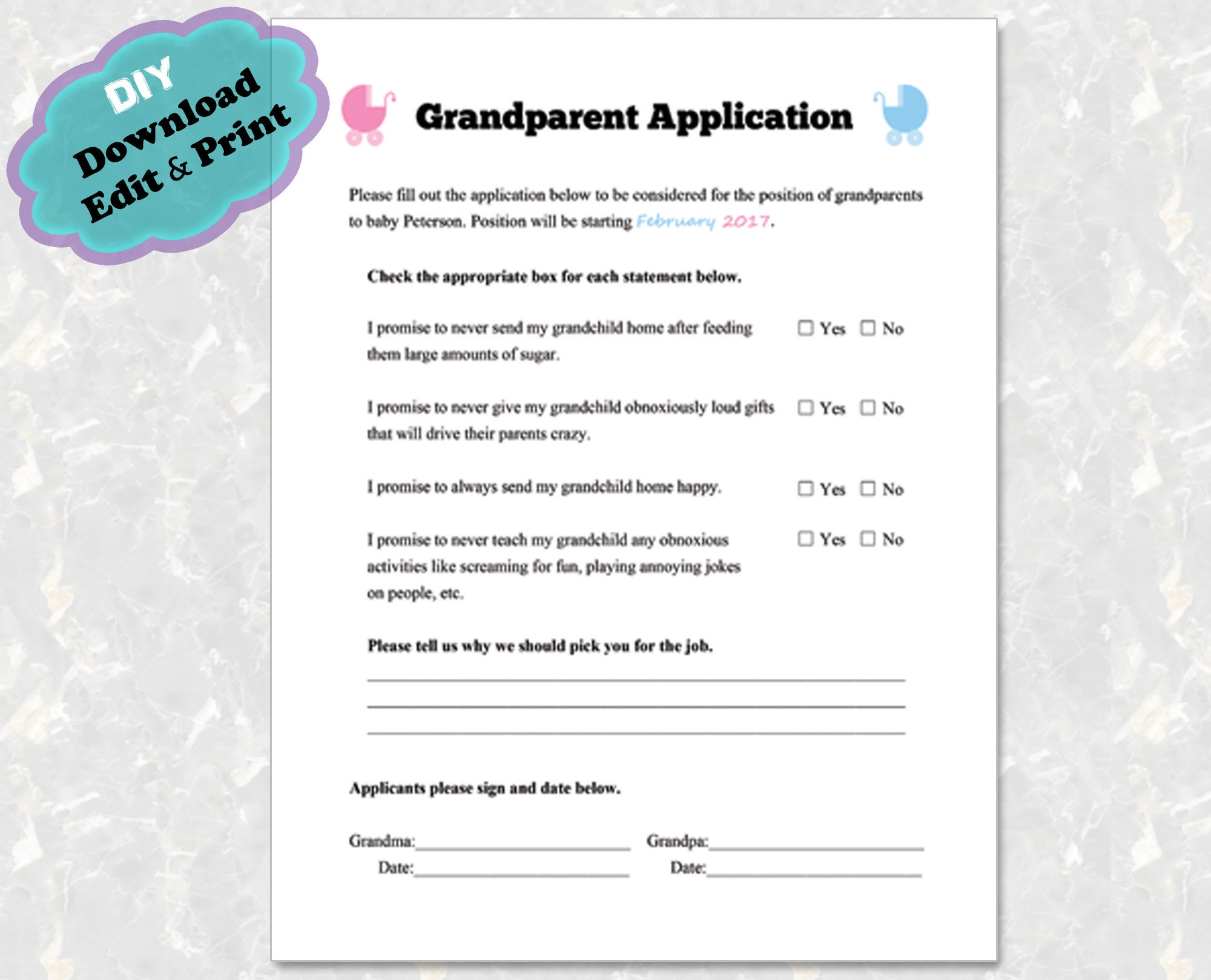 Grandparent Pregnancy Announcement - Pregnancy Reveal To pertaining to Printable Will For Grandparent