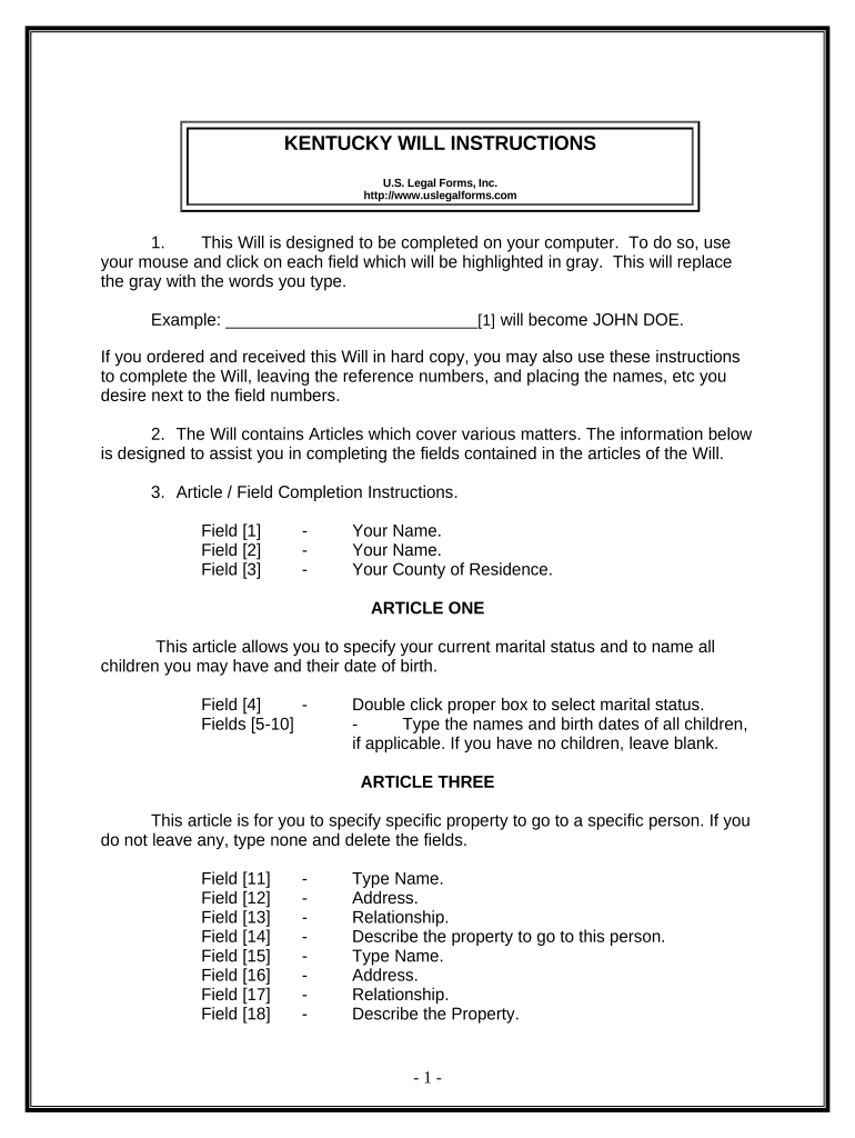 Last Will And Testament Kentucky: Pre-Built Template | Airslate in Printable Kentucky Blank Will Forms