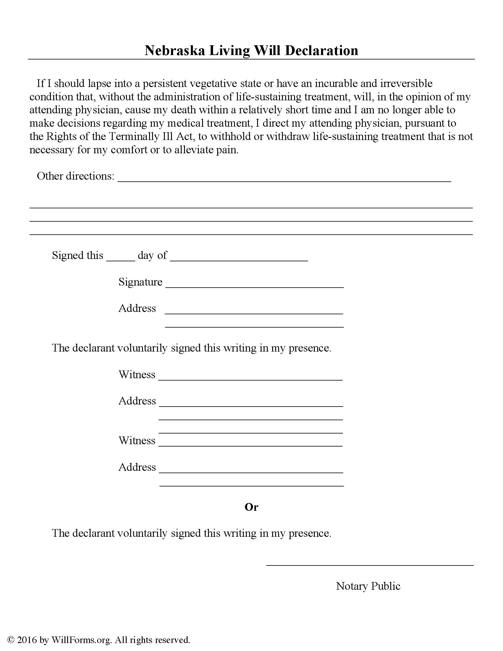 Nebraska Will Forms | Last Will And Testament | Living Will pertaining to Printable Nebraska Blank Will Forms