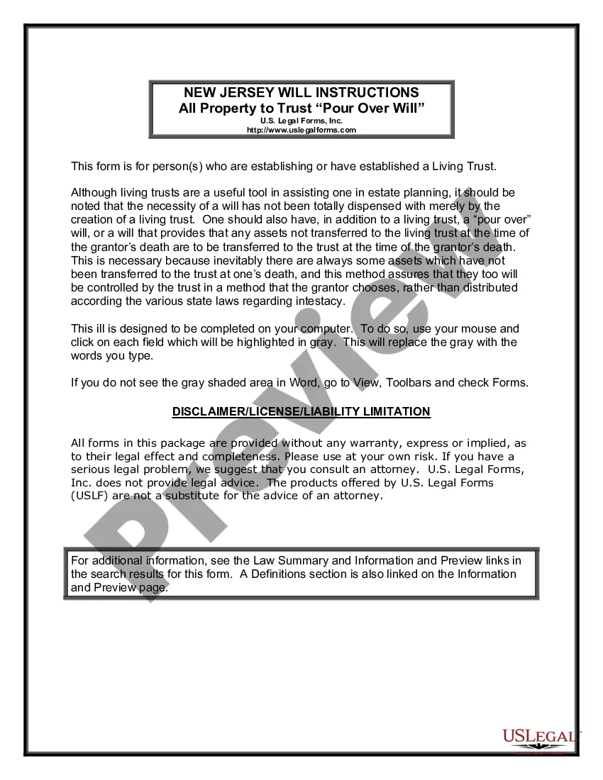 New Jersey Last Will And Testament With All Property To Trust with regard to Printable New Jersey Blank Will Forms