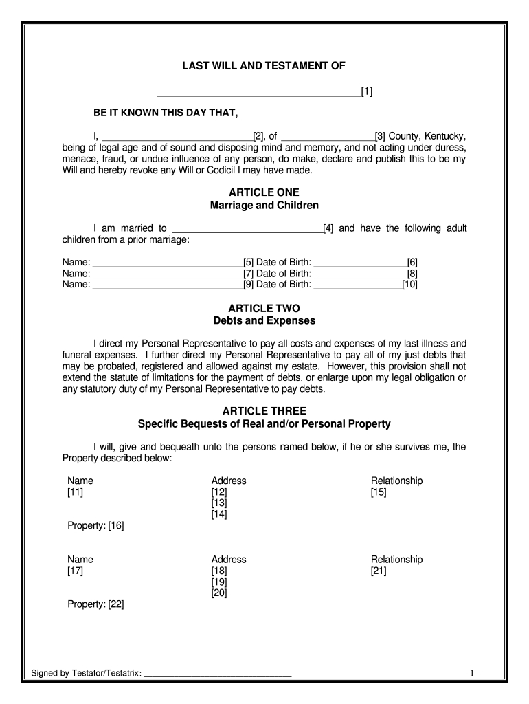 Sample Last Will And Testament For Married Couple Pdf - Fill within Printable Joint Will For Married Couple