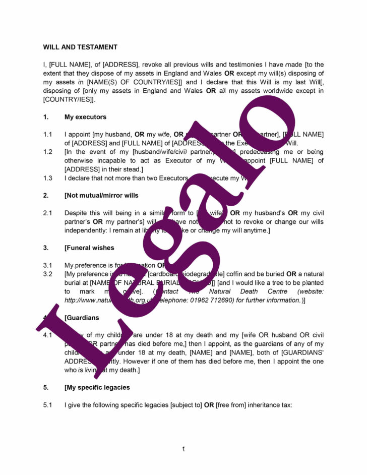 Printable Will For Married Person With Children
