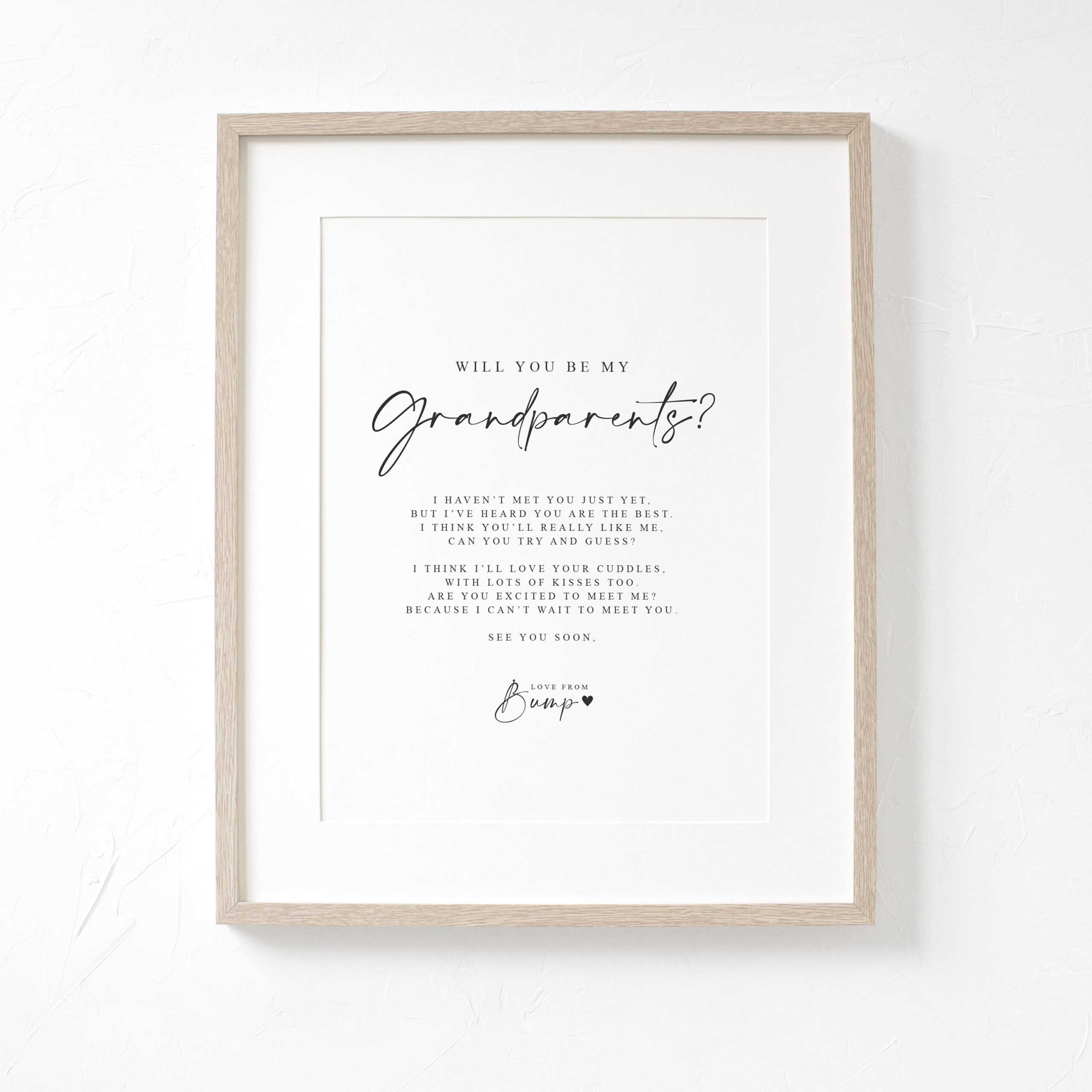 Will You Be My Grandparents Poem Pregnancy Announcement Print for Printable Will For Grandparent
